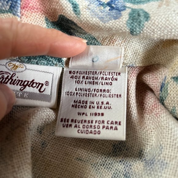 Vintage 90's Worthington Women's Single Button Floral Blazer Linen Blend 2P - Picture 8 of 13